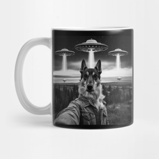 Selfie of Funny Dog And Aliens UFO by Megadorim